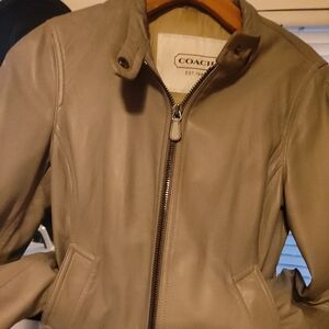 Coach Women's Taupe Leather Jacket